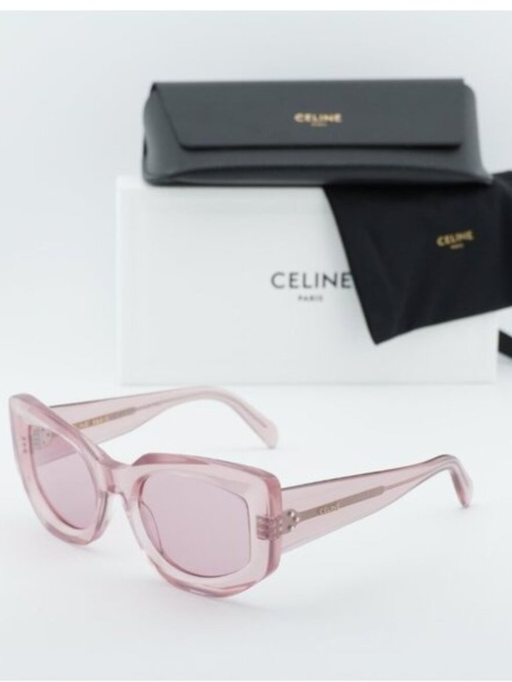 Celine CL40277I 72Y Cat Eye Sunglasses - Transparent Pink/Pink